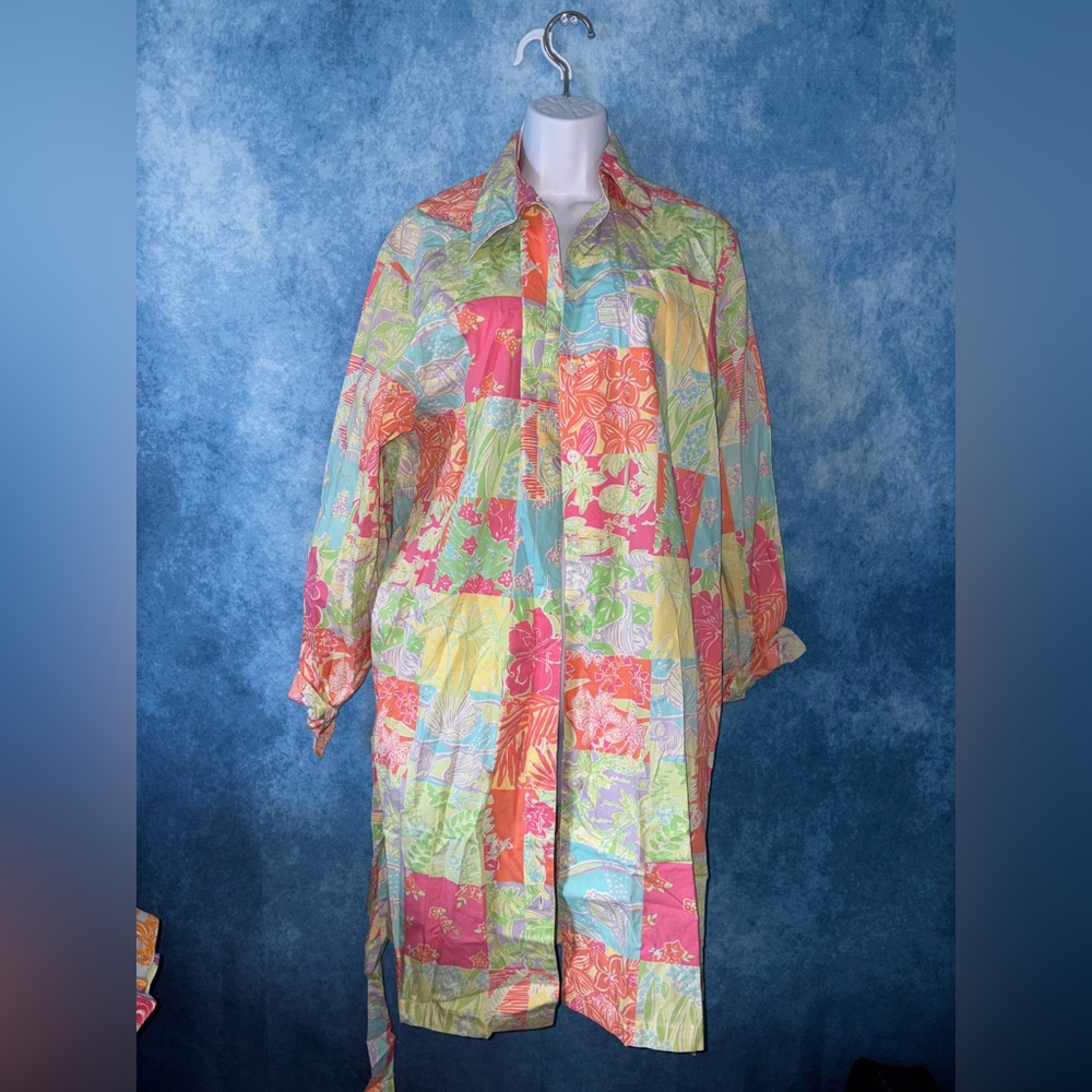 Lilly Pulitzer Coral, Pink and Lime Patchwork Shirt/dress